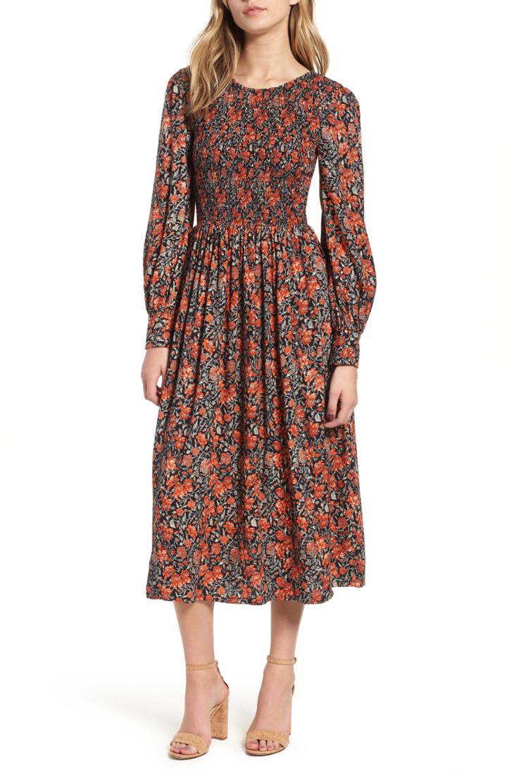 Women's Hinge Print Smocked Bodice Dress