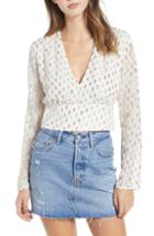 Women's Leith Metallic V-neck Top, Size - Ivory