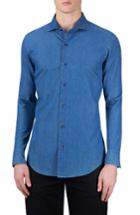 Men's Bugatchi Classic Fit Chambray Sport Shirt, Size - Blue