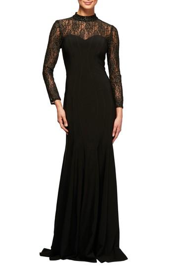 Women's Alex Evenings Illusion Lace Fit & Flare Gown - Black