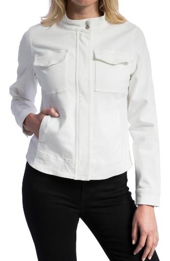 Women's Liverpool Jeans Company Peached Twill Stand Collar Jacket - White