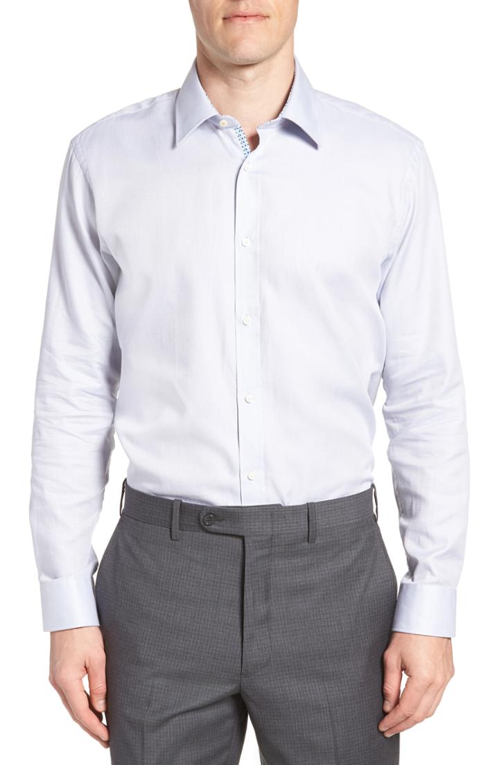 Men's Ted Baker London Ollyox Slim Fit Solid Dress Shirt - Grey