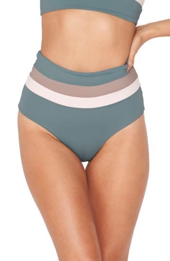 Women's L Space Portia Reversible Colorblock Bikini Bottoms - Green
