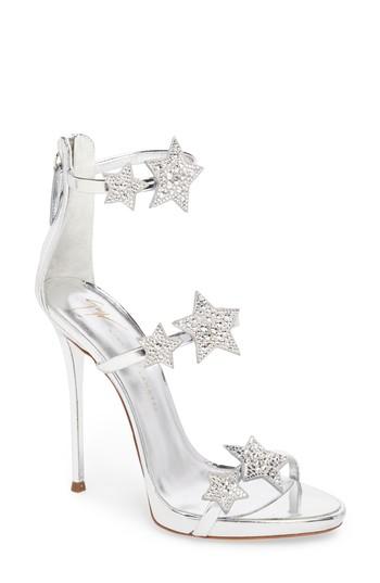 Women's Giuseppe Zanotti Coline Embellished Star Strap Sandal M - Metallic