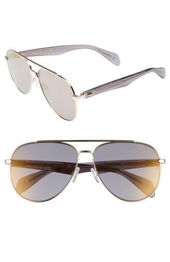 Men's Rag & Bone 62mm Oversize Aviator Sunglasses - Gold