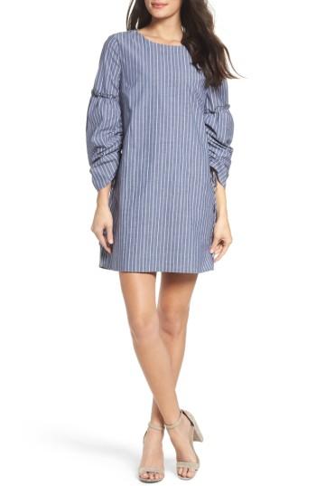 Women's Charles Henry Ruched Sleeve Poplin Shift Dress