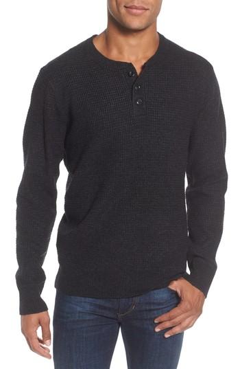 Men's Schott Nyc Thermal Henley, Size - Black