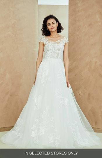 Women's Nouvelle Amsale Miranda Embellished Tulle Ballgown, Size In Store Only - White