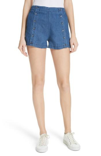 Women's 3x1 Nyc Amy Button Front Denim Shorts - Blue