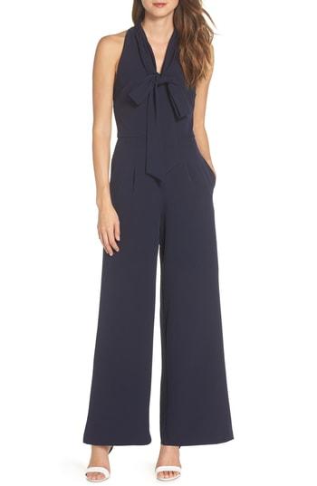 Women's Julia Jordan Tie-neck Halter Jumpsuit - Blue