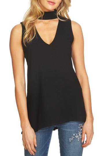 Women's Cece Mock Choker V-neck Top - Black