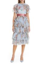 Women's Needle & Thread Venetian Rose Tulle Midi Dress - Blue
