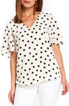 Women's Wallis Spot Double Sleeve Top Us / 16 Uk - Ivory