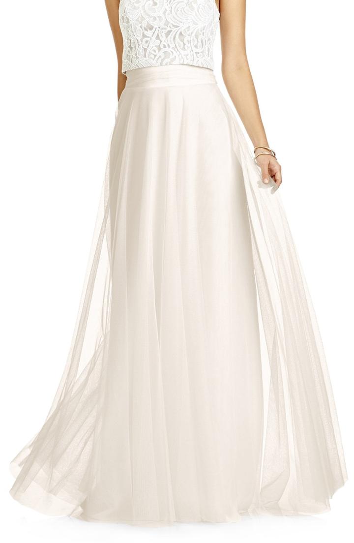 Women's Dessy Collection Full Length Tulle Skirt (similar To 14w) - White