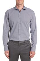 Men's Nordstrom Men's Shop Tech-smart Trim Fit Houndstooth Dress Shirt 32/33 - Blue
