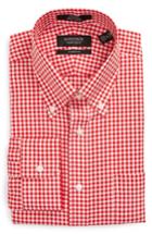 Men's Nordstrom Men's Shop Classic Fit Non-iron Gingham Dress Shirt .5 - 32 - Red (online Only)