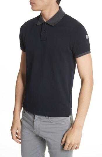 Men's Moncler Maglia Heathered Polo - Blue