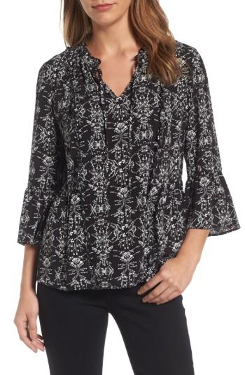 Women's Caslon Bell Sleeve Top - Black