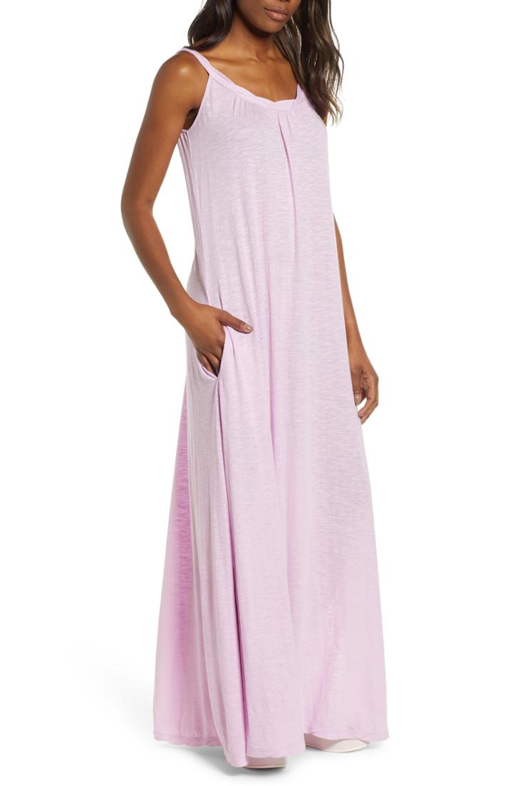 Petite Women's Caslon Twist Neck Maxi Dress P - Purple