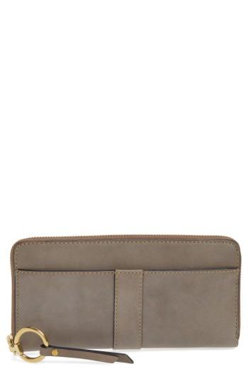 Women's Frye Ilana Harness Leather Zip Wallet - Grey