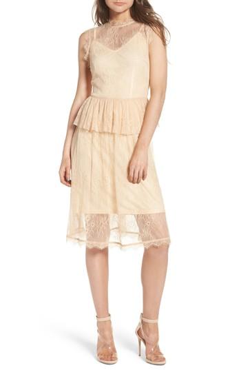 Women's Lost Ink Lace Fit & Flare Dress, Size - Beige