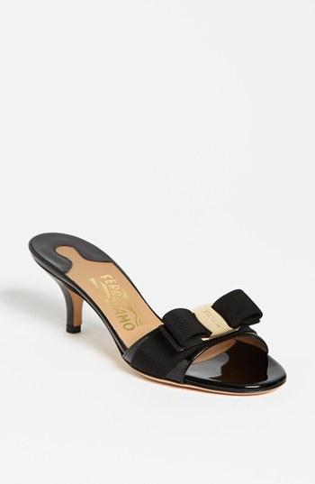 Women's Salvatore Ferragamo 'glory' Bow Trim Sandal B - Black