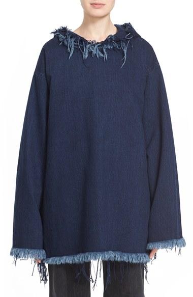 Women's Marques'almeida Frayed Denim Hoodie