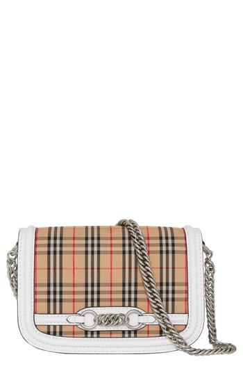 Burberry Vintage Check Link Flap Crossbody Bag - White