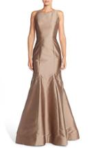 Women's Monique Lhuillier Bridesmaids Back Cutout Taffeta Mermaid Gown - Ivory