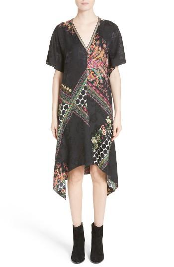Women's Etro Floral & Polka Dot Print Flutter Dress Us / 38 It - Black