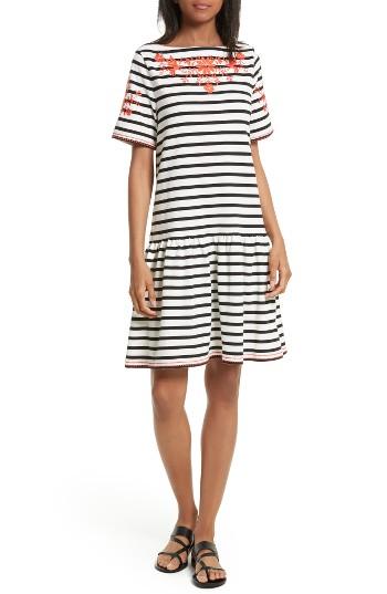 Women's Kate Spade Embroidered Drop Waist Dress - White