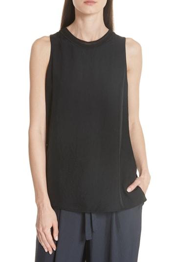 Women's Vince Rib Trim Tank - Black