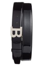 Men's Bally B Buckle Patent Leather Belt - Black Patent