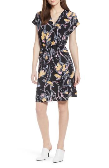 Women's Halogen Faux Wrap Dress, Size - Black