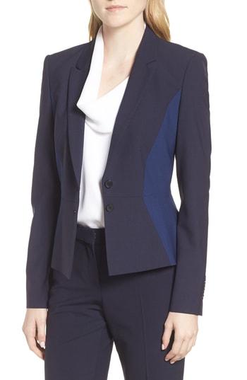 Women's Boss Jolia Patchwork Jacket R - Blue