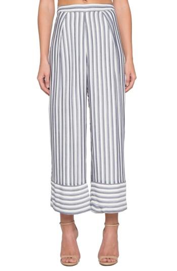Women's Willow & Clay Stripe Wide Leg Crop Pants - Blue