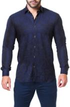 Men's Maceoo Fibonacci Paisley Trim Fit Sport Shirt (l) - Blue