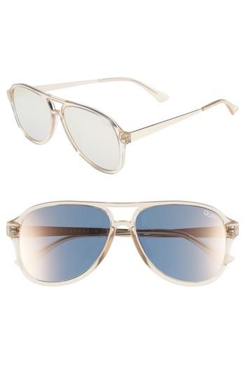 Women's Quay Australia Under Pressure 58mm Aviator Sunglasses - Champagne/ Rose