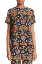 Women's Etro Floral Print Silk Top Us / 48 It - Black