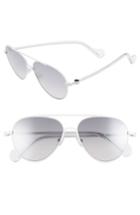 Women's Moncler 57mm Aviator Sunglasses - White/ Smoke Mirror