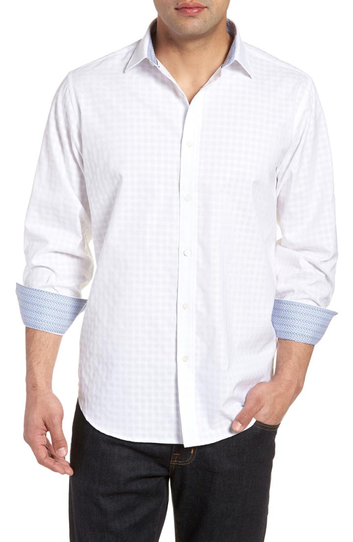 Men's Bugatchi Classic Fit Woven Sport Shirt, Size - White