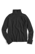 Women's J.crew Side Slit Supersoft Turtleneck Sweater - Black