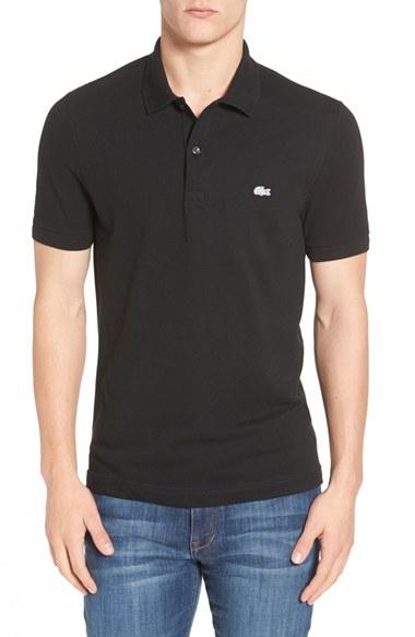 Men's Lacoste 'white Croc' Fit Pique Polo, Size 6(xl) - Black