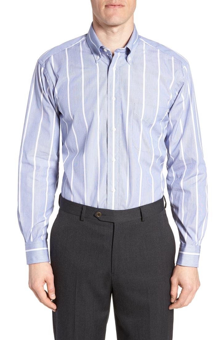 Men's Gitman Tailored Fit Stripe Dress Shirt - 35 - Blue