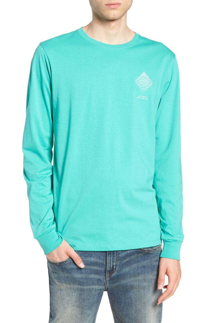 Men's Saturdays Nyc Diamond Spiral Long Sleeve T-shirt - Green