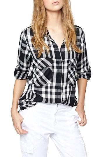 Women's Sanctuary Plaid Boyfriend Shirt - Ivory