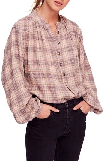 Women's Free People Northern Bound Plaid Shirt - Beige