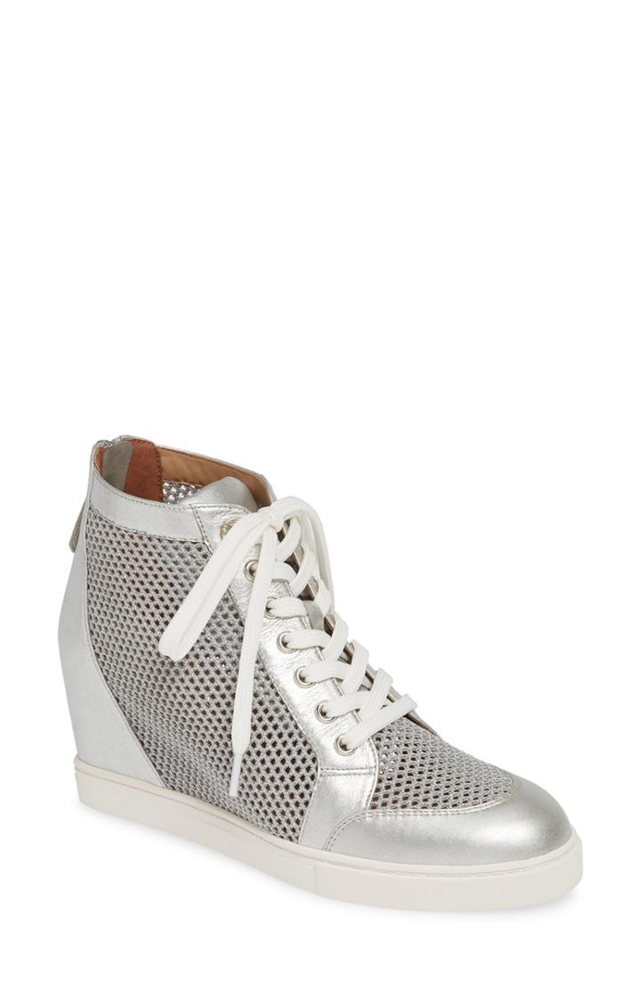 Women's Linea Paolo Finian Mesh Wedge Sneaker Bootie M - Metallic