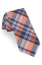 Men's Ted Baker London Plaid Cotton & Linen Tie, Size - Orange
