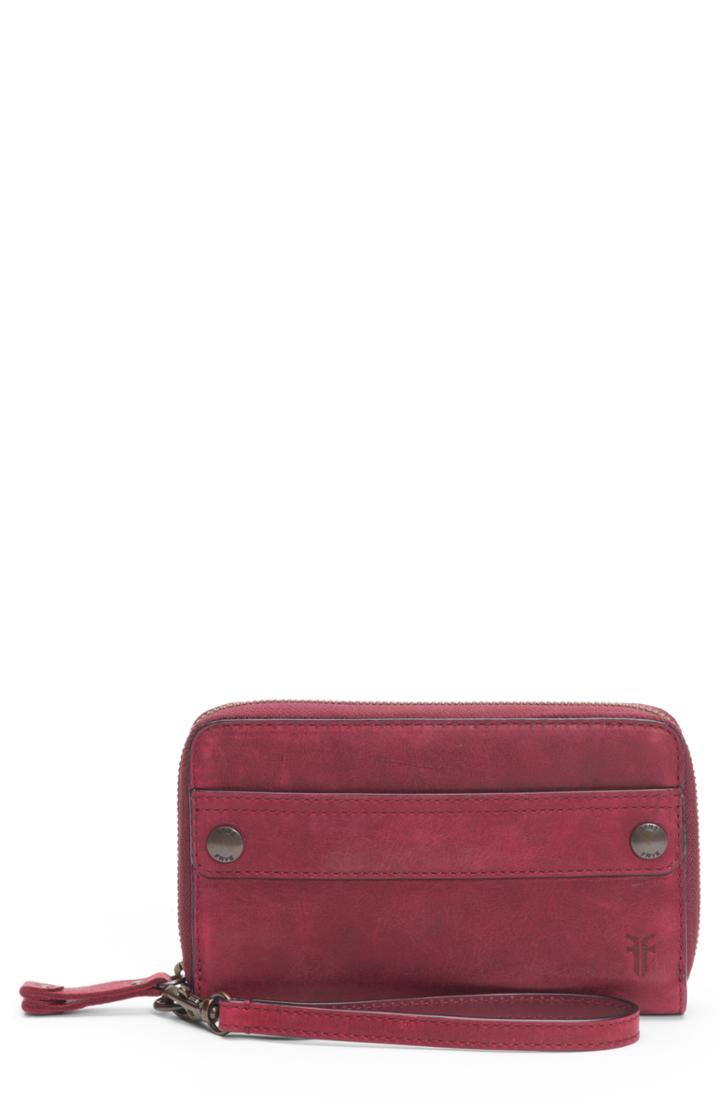 Women's Frye Melissa Large Leather Phone Wallet - Red